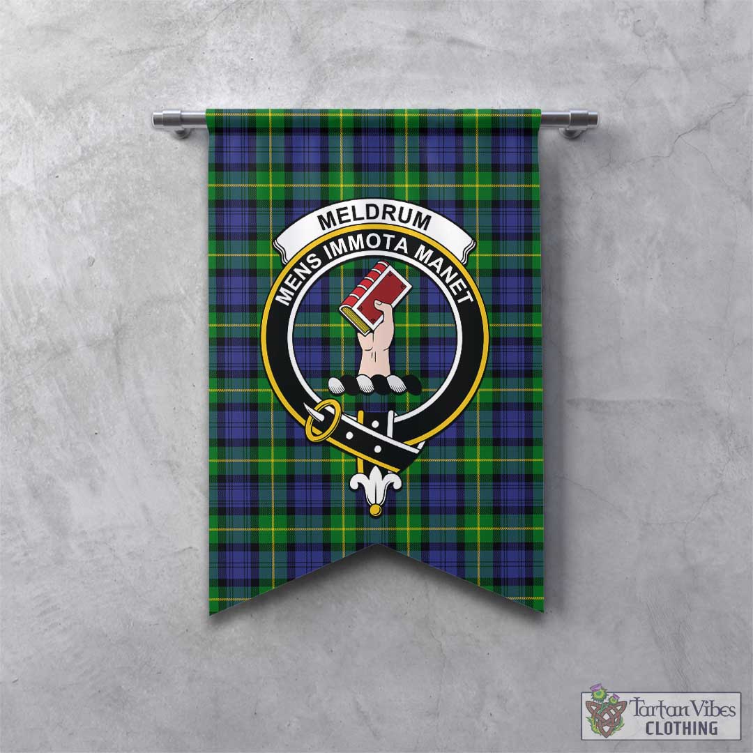 Meldrum Tartan Gonfalon, Tartan Banner with Family Crest - Tartan Vibes Clothing