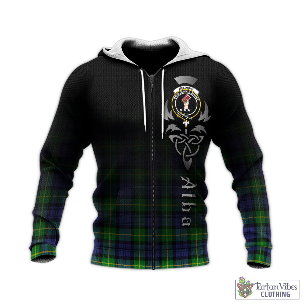 Meldrum Tartan Knitted Hoodie Featuring Alba Gu Brath Family Crest Celtic Inspired - Tartan Vibes Clothing
