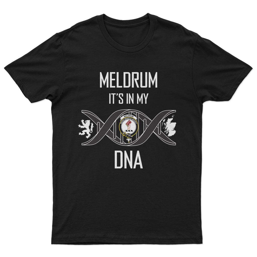 Meldrum Family Crest DNA In Me Mens Cotton T Shirt - 2D-tartanvibesclothing