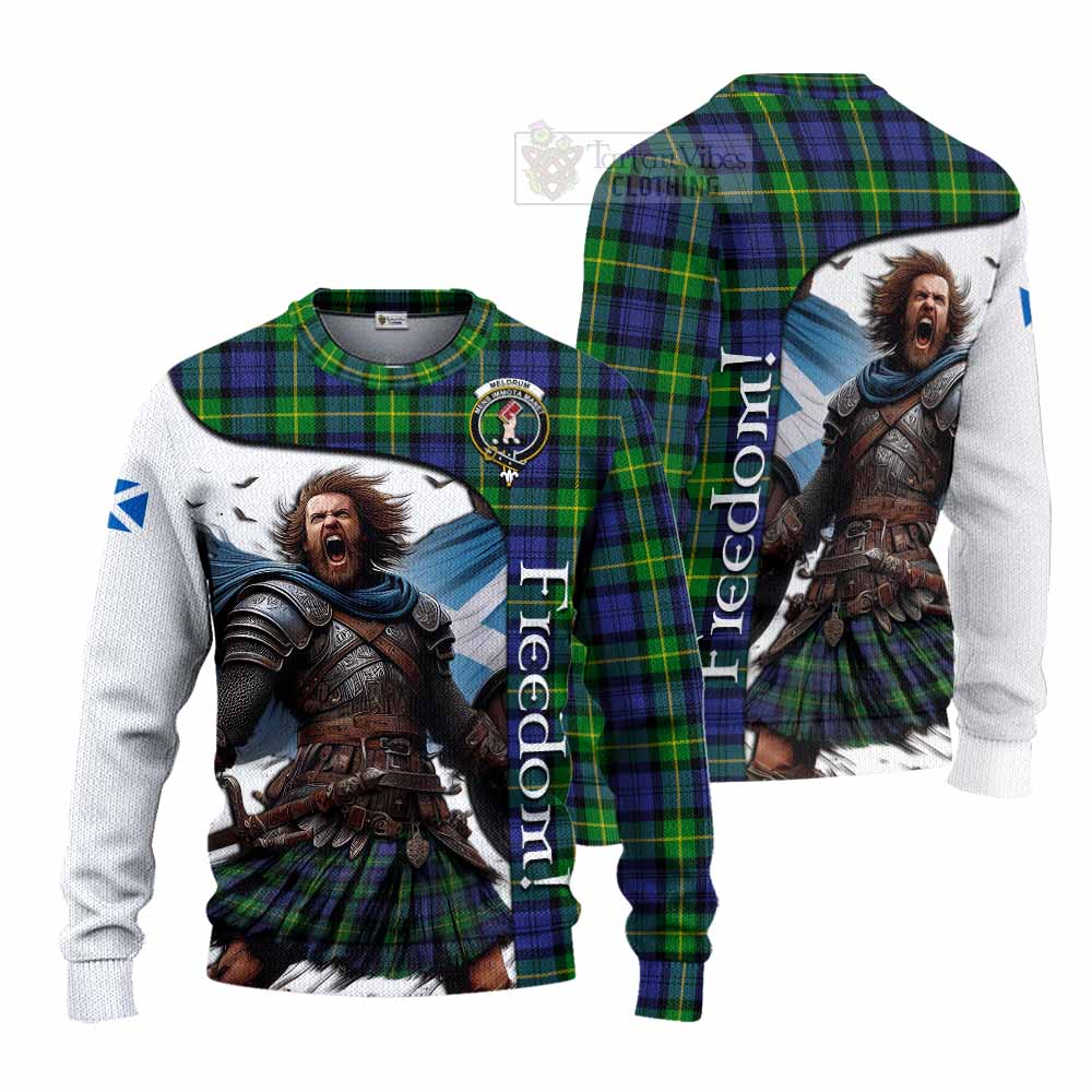 Meldrum Crest Tartan Knitted Sweater Inspired by the Freedom of Scottish Warrior - Tartan Vibes Clothing