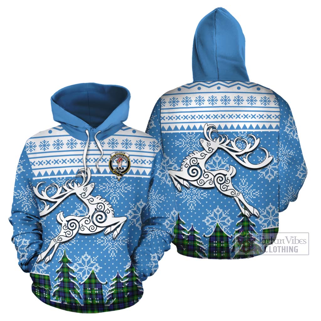 Meldrum Clan Christmas Cotton Hoodie Celtic Reindeer Style Zip Hoodie - Tartan Vibes Clothing