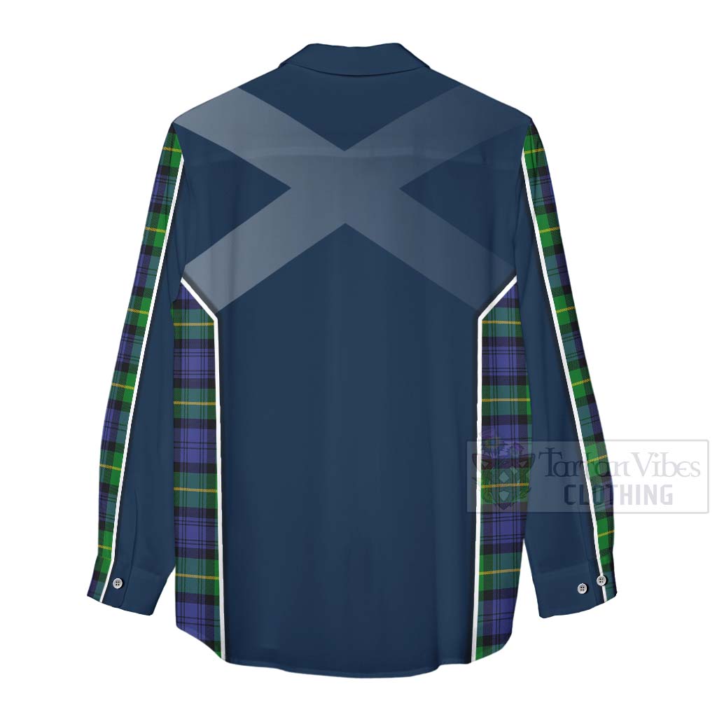 Tartan Vibes Clothing Meldrum Tartan Women's Casual Shirt with Family Crest and Scottish Thistle Vibes Sport Style