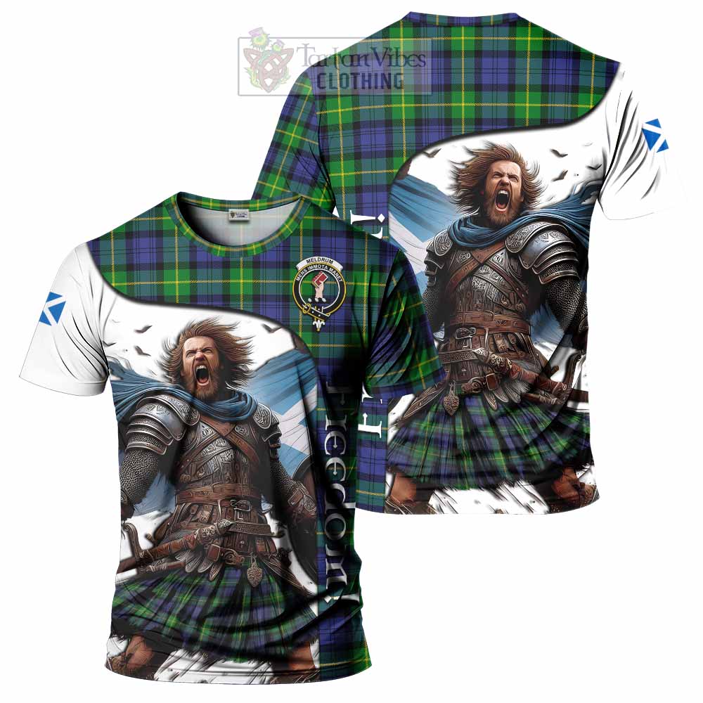 Meldrum Crest Tartan T-Shirt Inspired by the Freedom of Scottish Warrior - Tartan Vibes Clothing