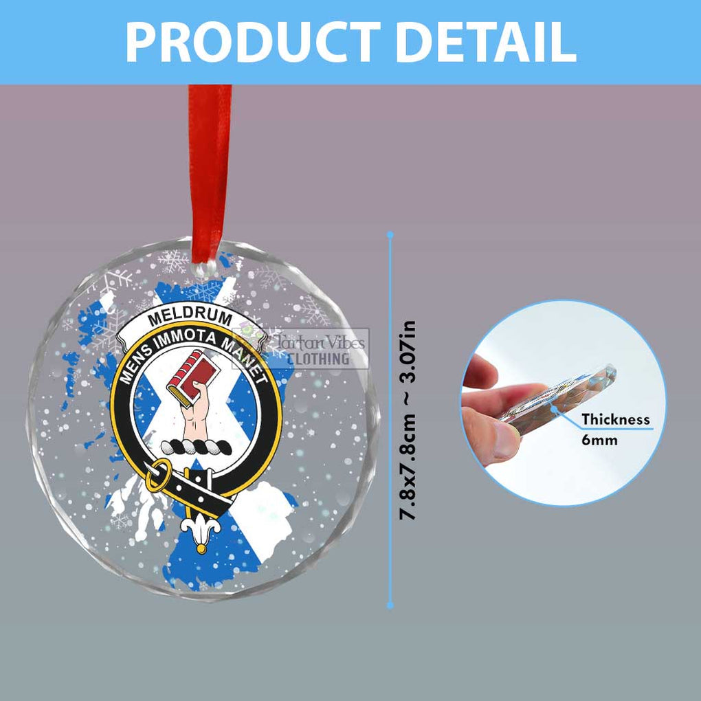 Meldrum Clan Crest Christmas Glass Ornament with Scotland Map - 2D-tartanvibesclothing