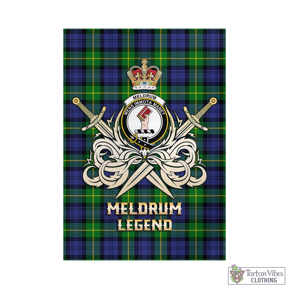 Tartan Vibes Clothing Meldrum Tartan Flag with Clan Crest and the Golden Sword of Courageous Legacy