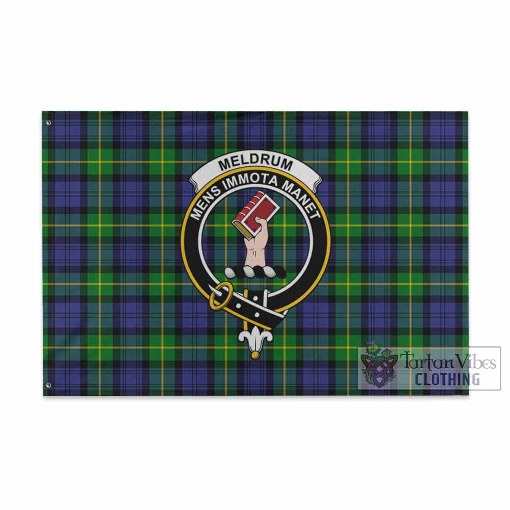 Tartan Vibes Clothing Meldrum Tartan House Flag with Family Crest
