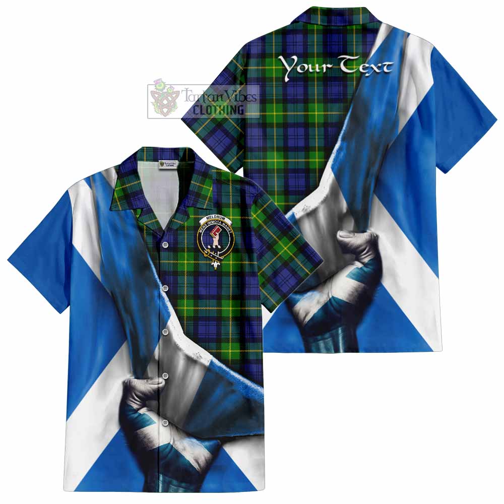 Meldrum Tartan Hawaiian Shirt with Family Crest Scotland Patriotic Style - Tartan Vibes Clothing