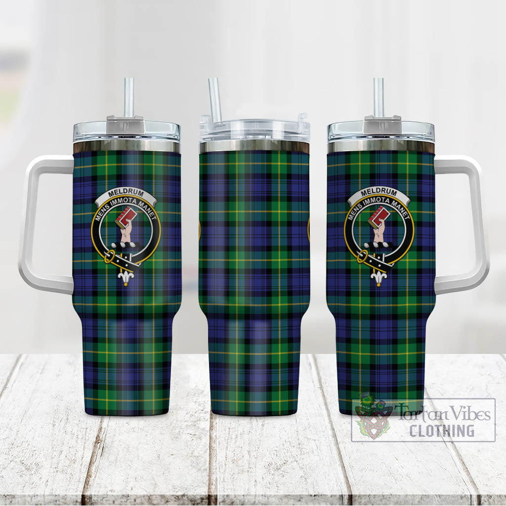 Meldrum Tartan Tumbler with Handle with Family Crest - Tartan Vibes Clothing