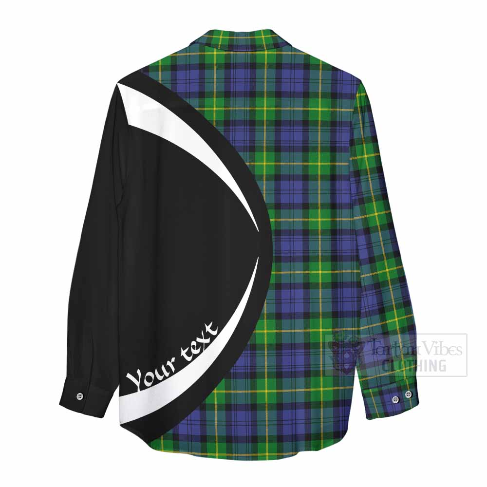 Meldrum Tartan Women's Casual Shirt with Family Crest Circle Style - Tartan Vibes Clothing