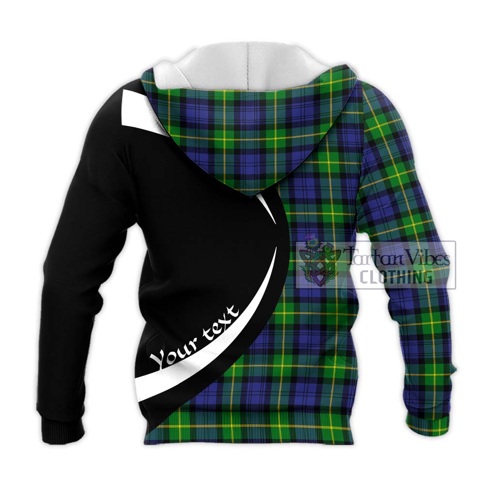 Meldrum Tartan Knitted Hoodie with Family Crest Circle Style - Tartan Vibes Clothing