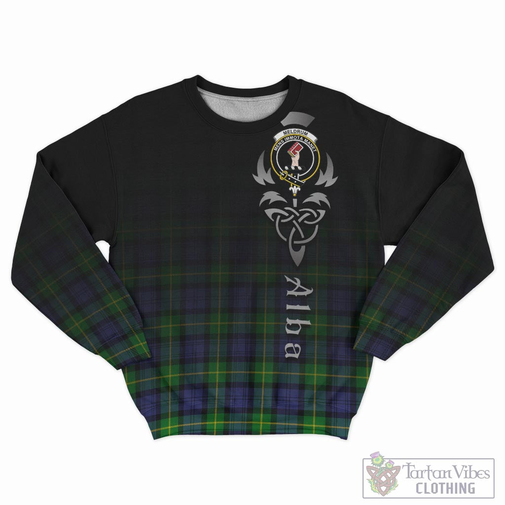 Meldrum Tartan Sweatshirt Featuring Alba Gu Brath Family Crest Celtic Inspired - Tartan Vibes Clothing