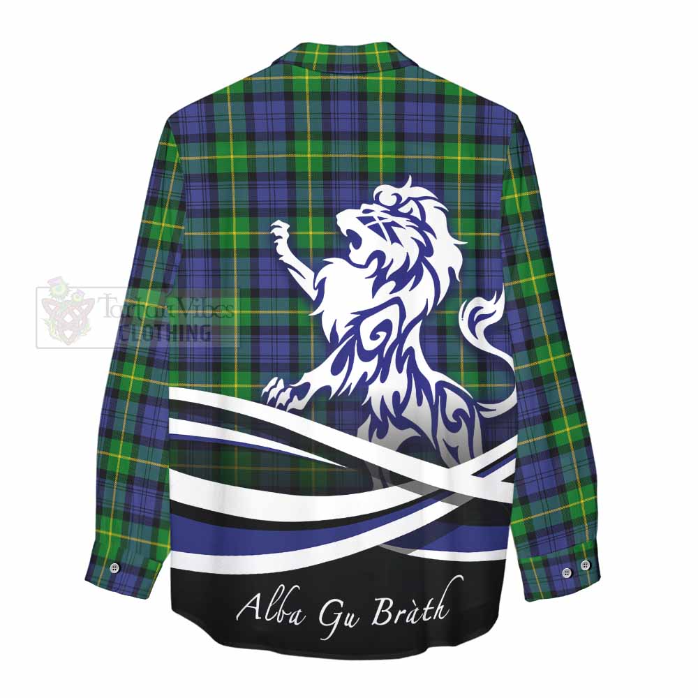 Meldrum Tartan Women's Casual Shirt with Alba Gu Brath Regal Lion Emblem - Tartan Vibes Clothing