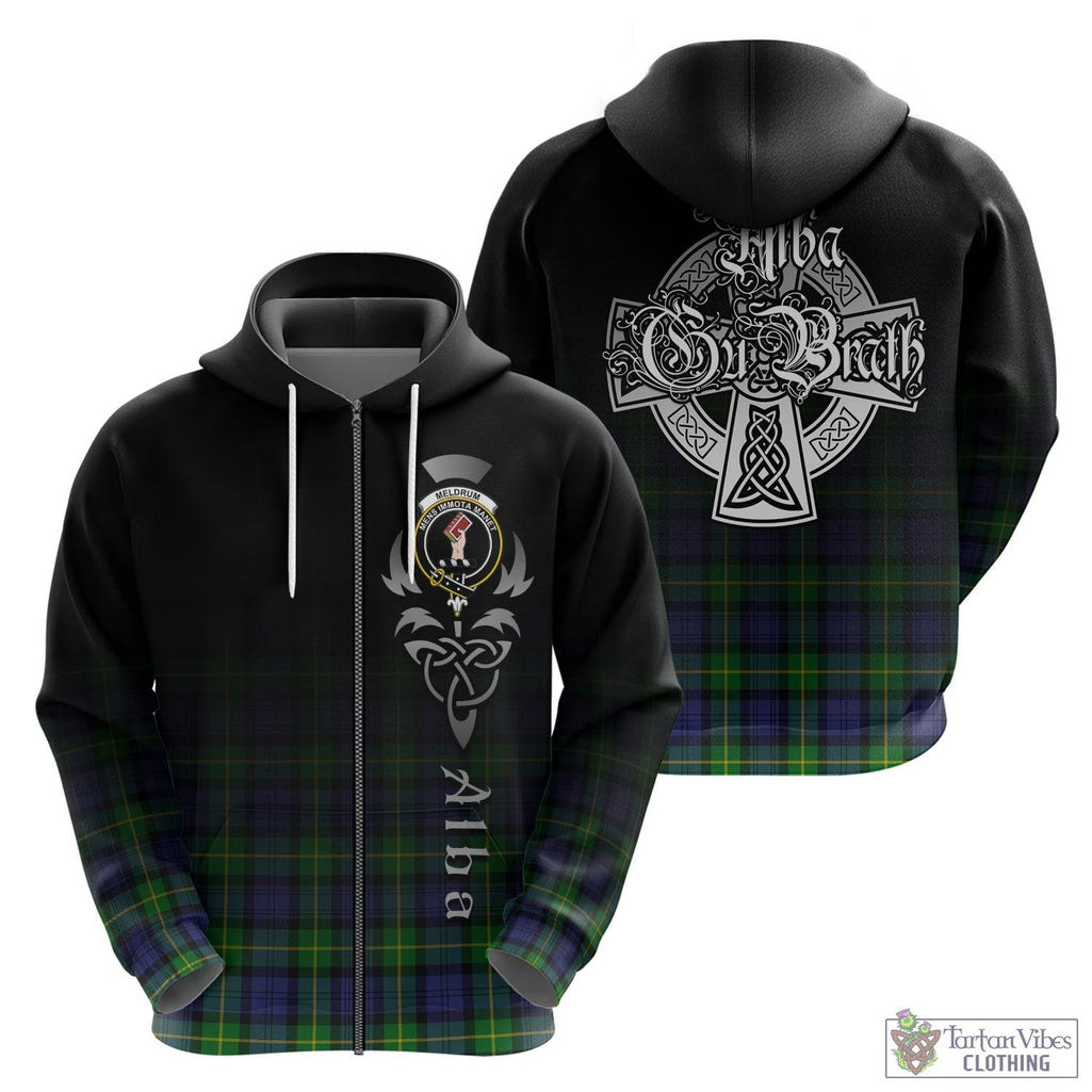 Meldrum Tartan Hoodie Featuring Alba Gu Brath Family Crest Celtic Inspired - Tartan Vibes Clothing