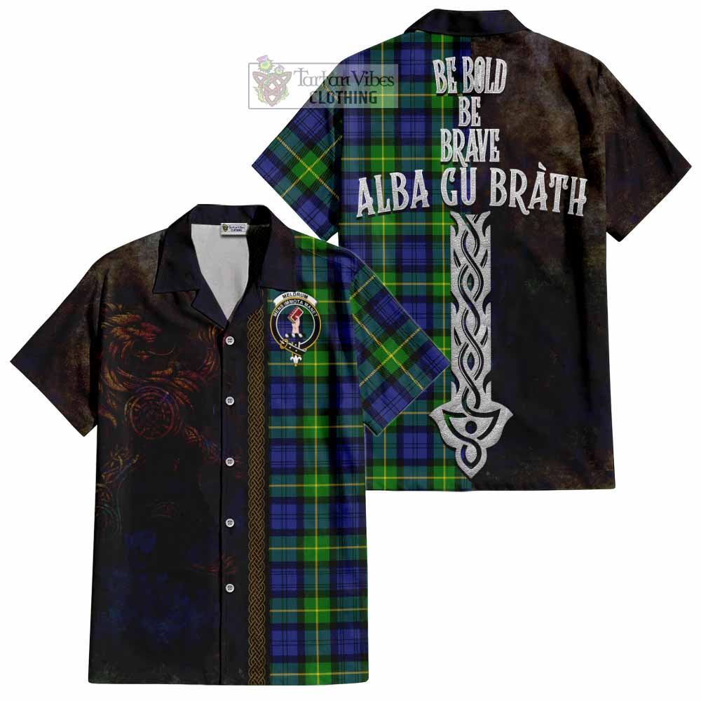 Meldrum Tartan Family Crest Hawaiian Shirt Alba Gu Brath Be Brave Lion Ancient Style - Tartan Vibes Clothing