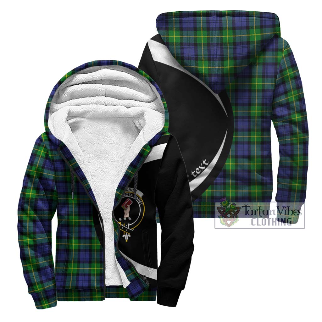 Meldrum Tartan Sherpa Hoodie with Family Crest Circle Style Unisex - Tartan Vibes Clothing