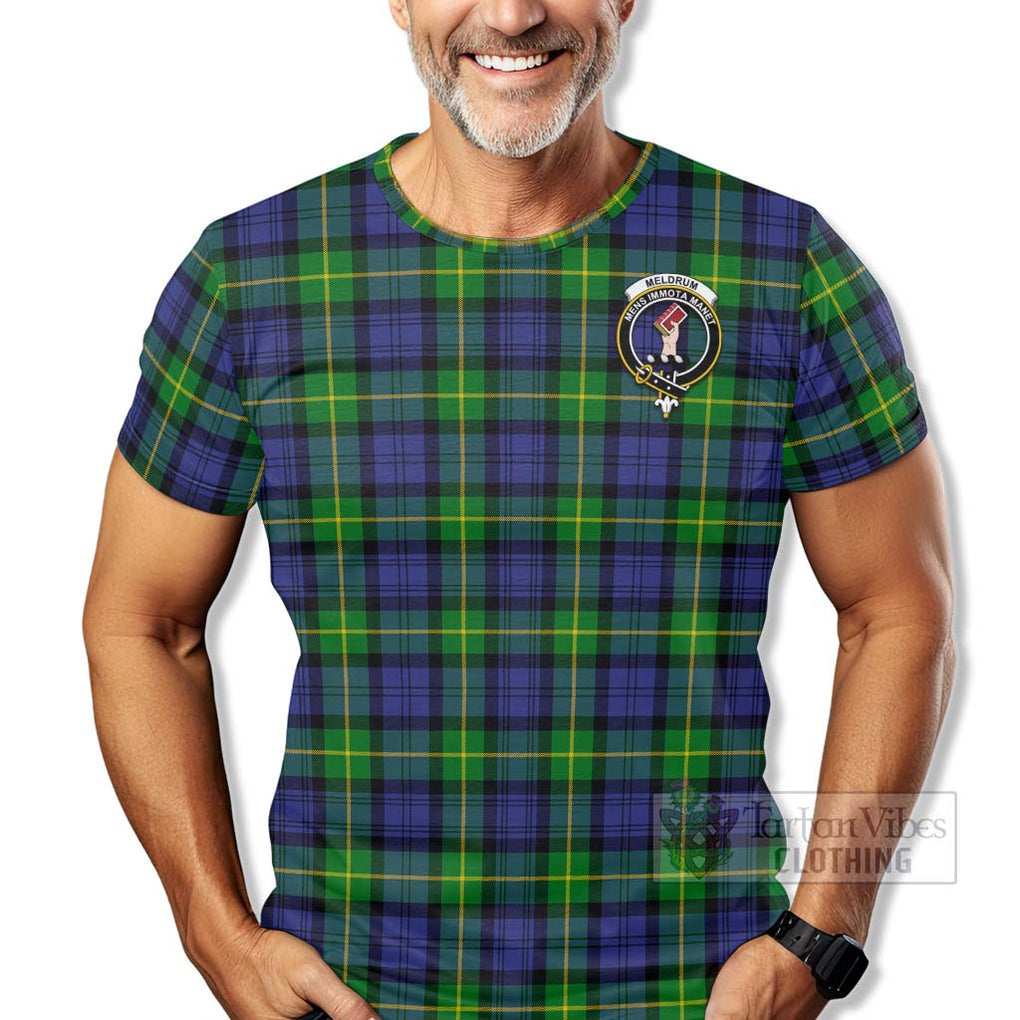 Meldrum Tartan T-Shirt with Family Crest Celtic Skull Style - Tartan Vibes Clothing