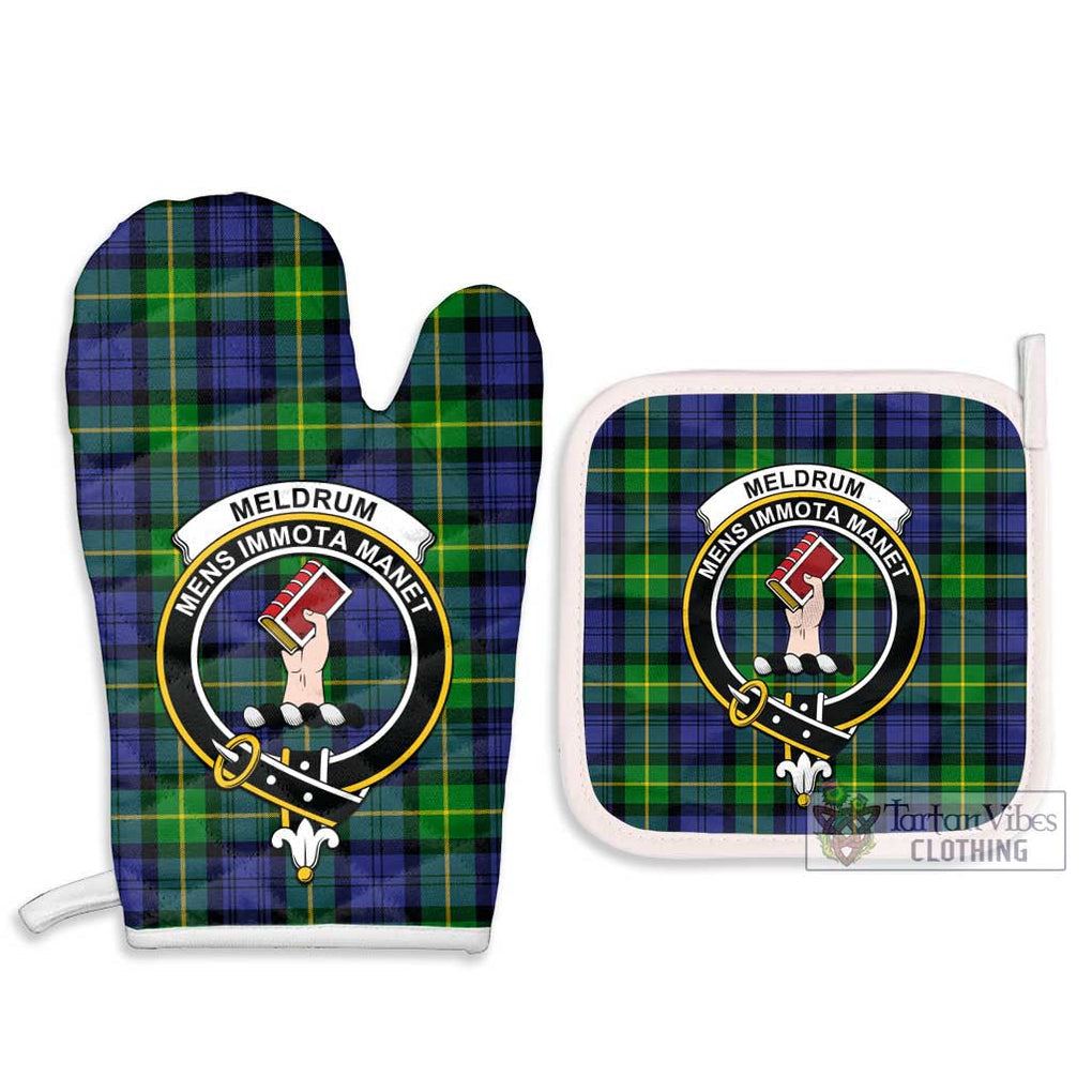 Meldrum Tartan Combo Oven Mitt & Pot-Holder with Family Crest - Tartan Vibes Clothing