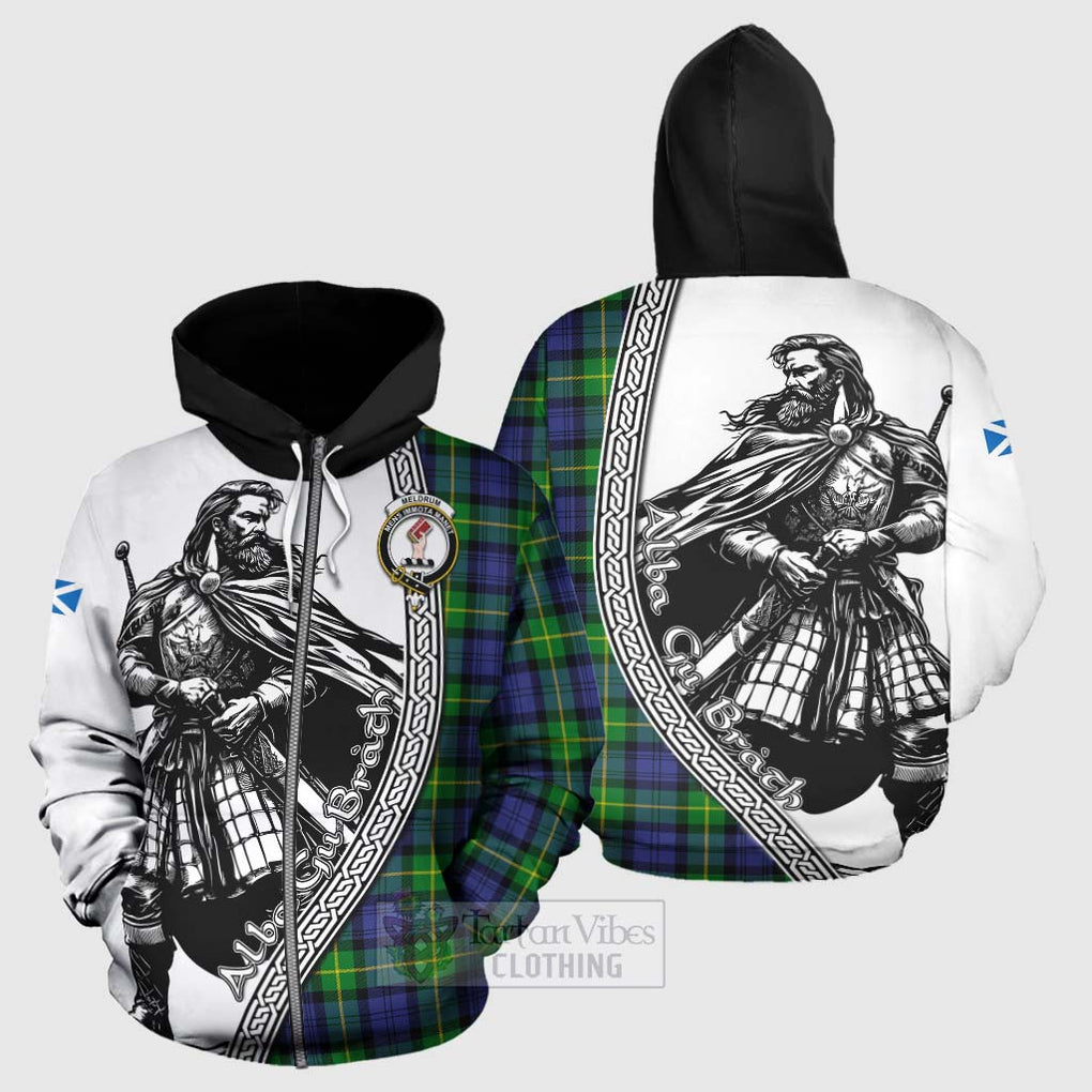 Meldrum Tartan Clan Crest Hoodie with Highlander Warrior Celtic Style - Tartan Vibes Clothing