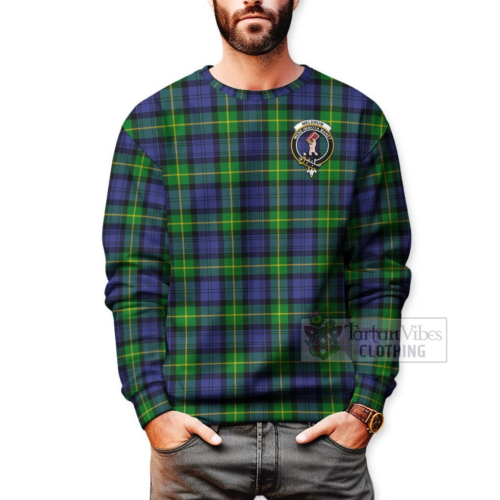 Meldrum Tartan Sweatshirt with Family Crest Celtic Skull Style - Tartan Vibes Clothing