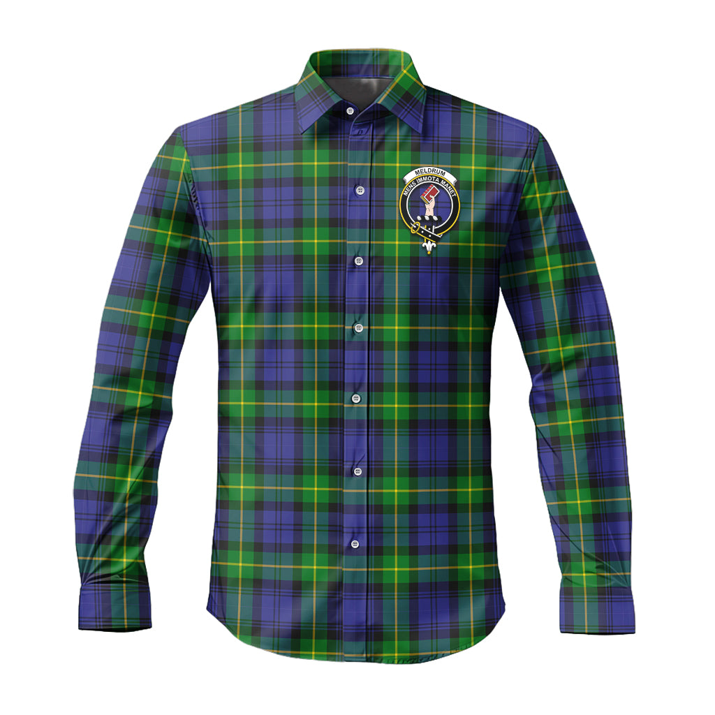 Meldrum Tartan Long Sleeve Button Up Shirt with Family Crest Men's Shirt - Tartan Vibes Clothing