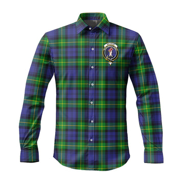 Meldrum Tartan Long Sleeve Button Up Shirt with Family Crest Men's Shirt - Tartan Vibes Clothing