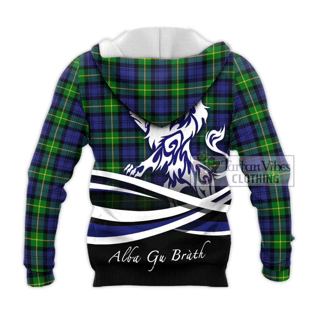 Meldrum Tartan Knitted Hoodie with Alba Gu Brath Regal Lion Emblem - Tartan Vibes Clothing