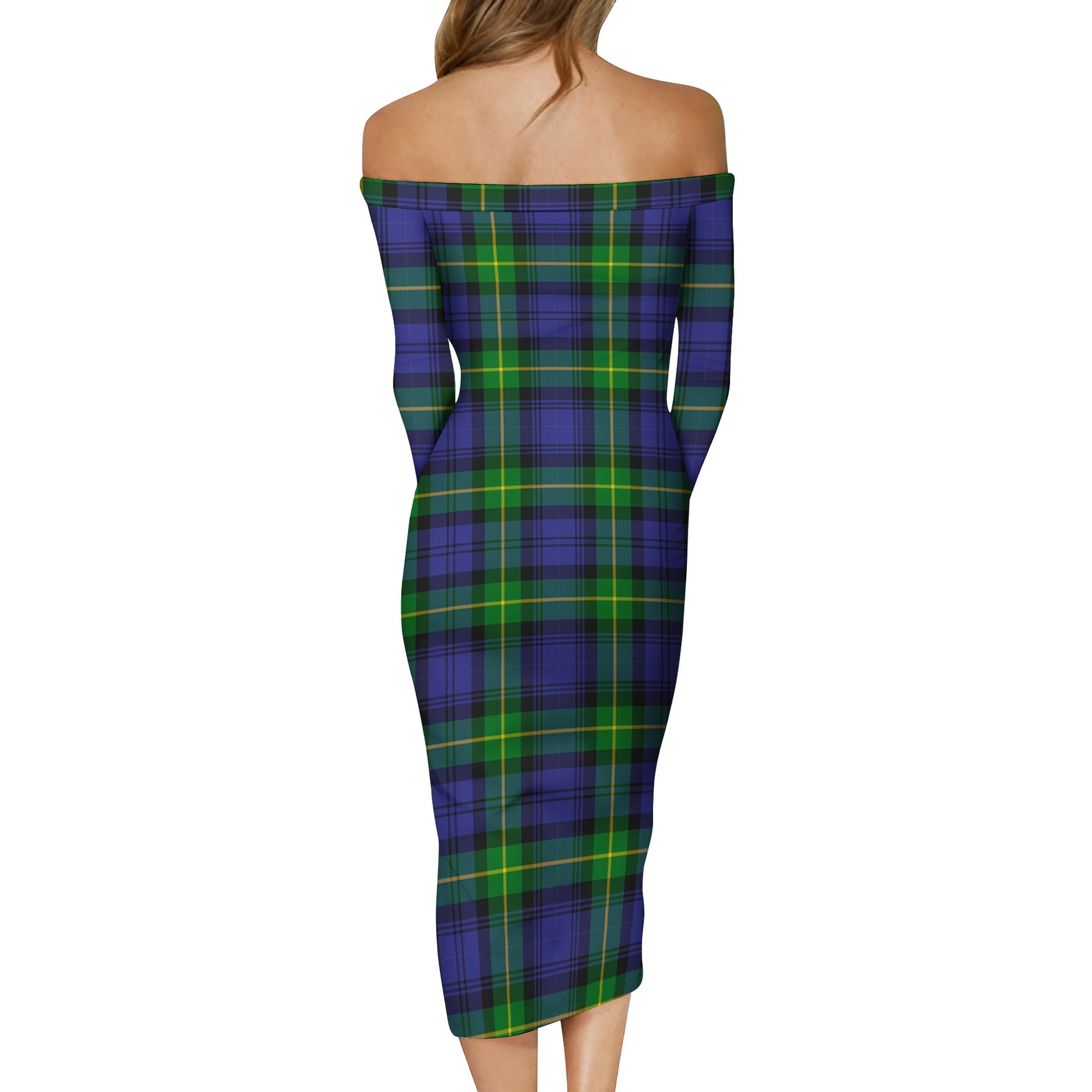 Meldrum Tartan Off Shoulder Lady Dress - Tartan Vibes Clothing