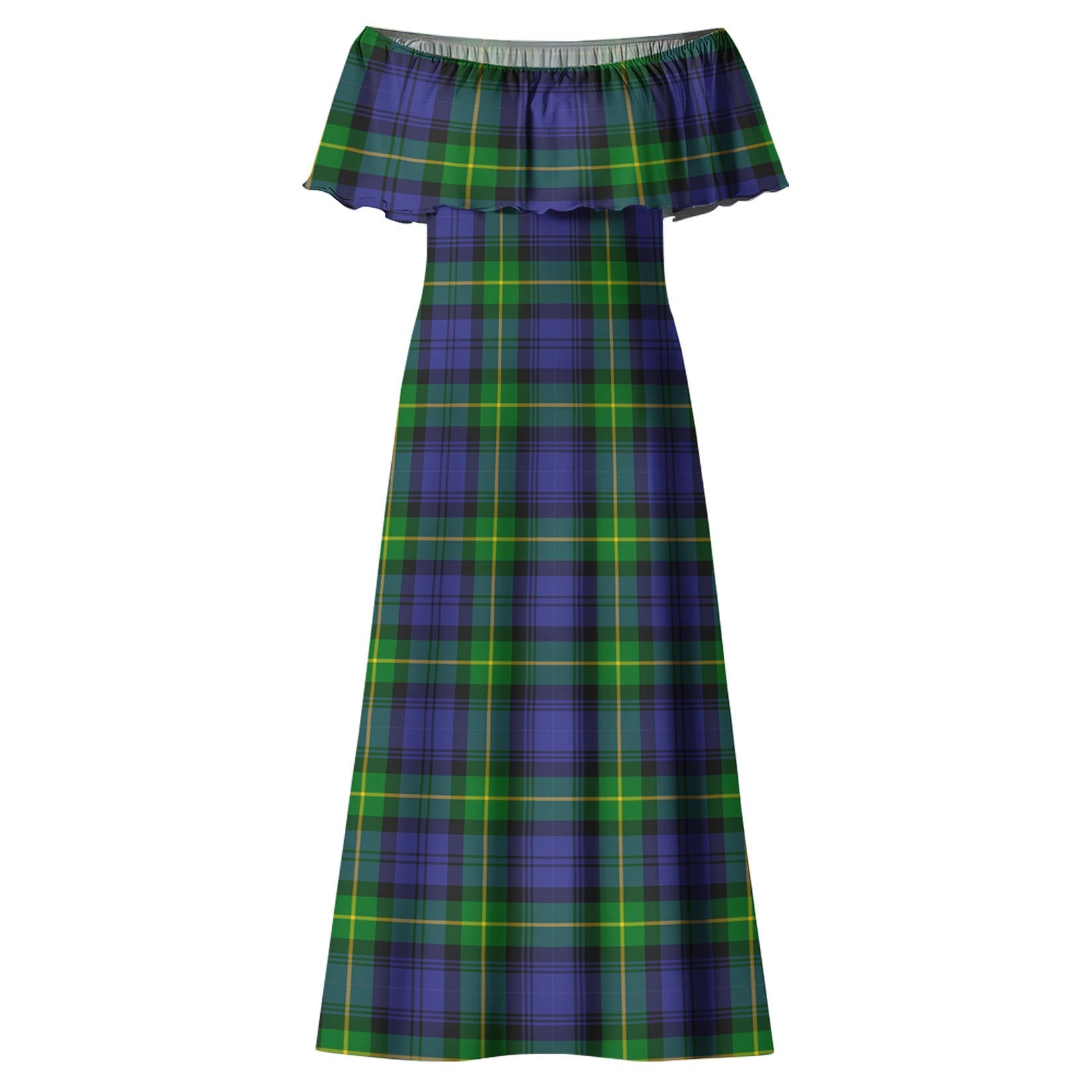 Meldrum Tartan Off Shoulder Long Dress - Tartan Vibes Clothing