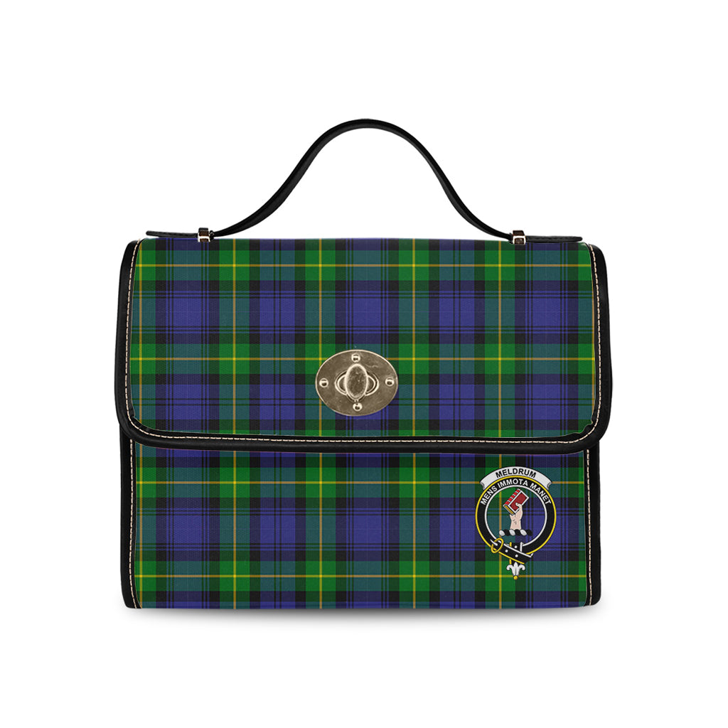 meldrum-tartan-leather-strap-waterproof-canvas-bag-with-family-crest