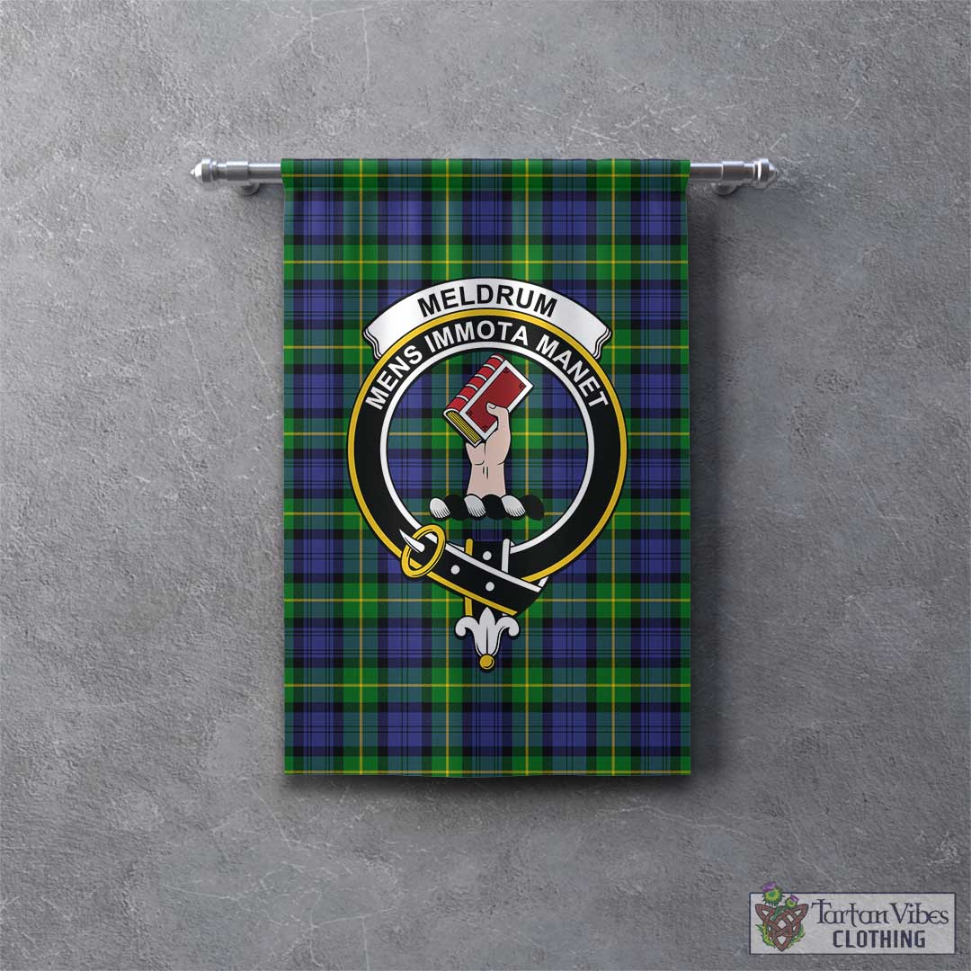 Meldrum Tartan Gonfalon, Tartan Banner with Family Crest - Tartan Vibes Clothing