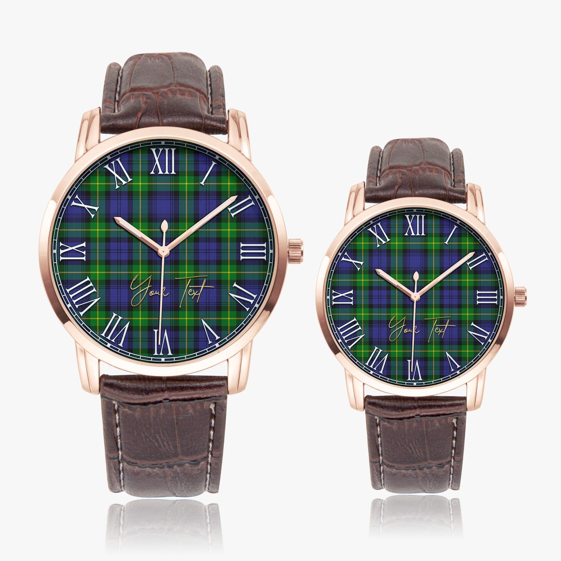 Meldrum Tartan Personalized Your Text Leather Trap Quartz Watch - Tartan Vibes Clothing