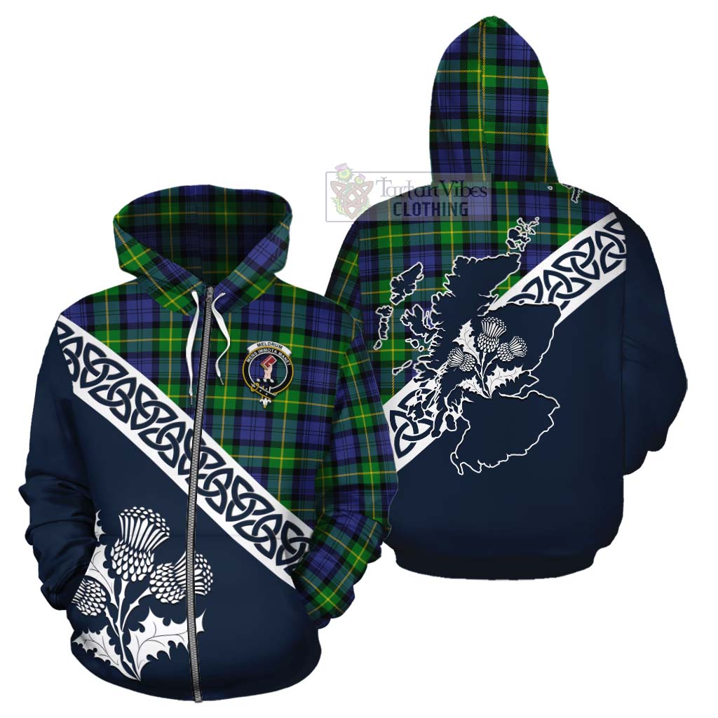 Meldrum Tartan Cotton Hoodie Featuring Thistle and Scotland Map - Tartan Vibes Clothing