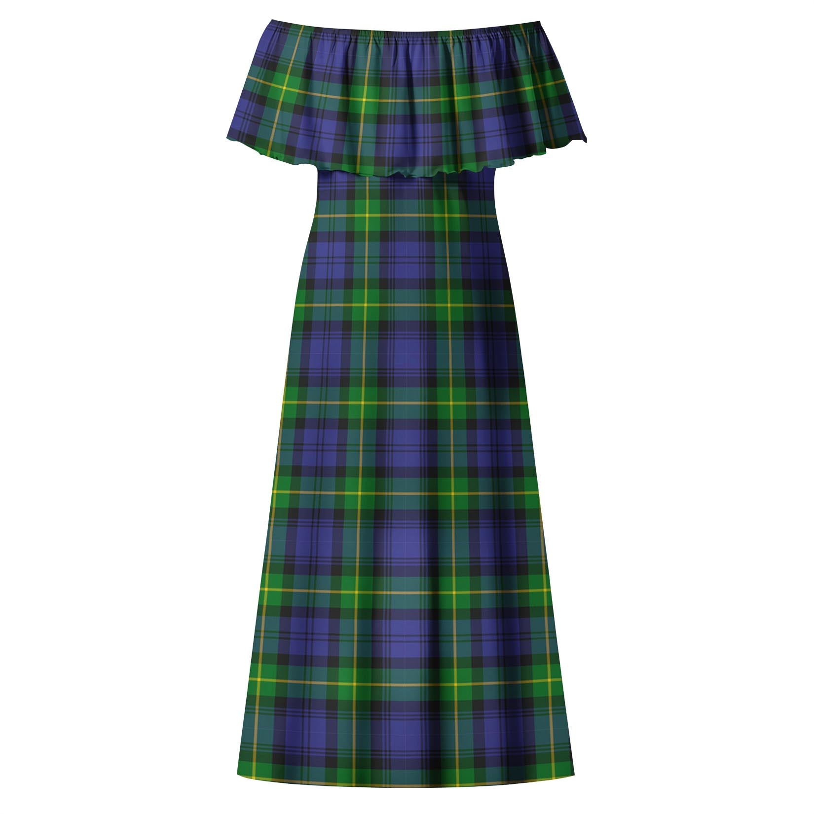 Meldrum Tartan Off Shoulder Long Dress - Tartan Vibes Clothing