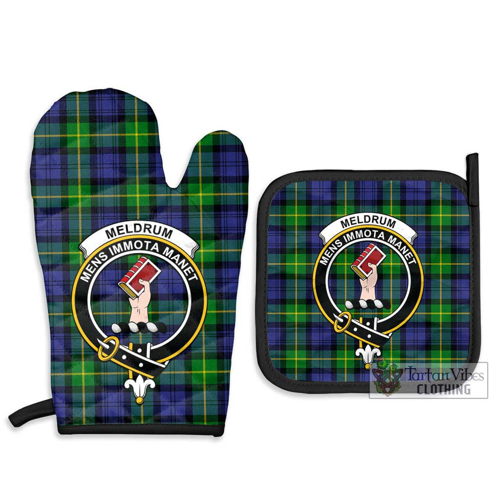 Meldrum Tartan Combo Oven Mitt & Pot-Holder with Family Crest - Tartan Vibes Clothing