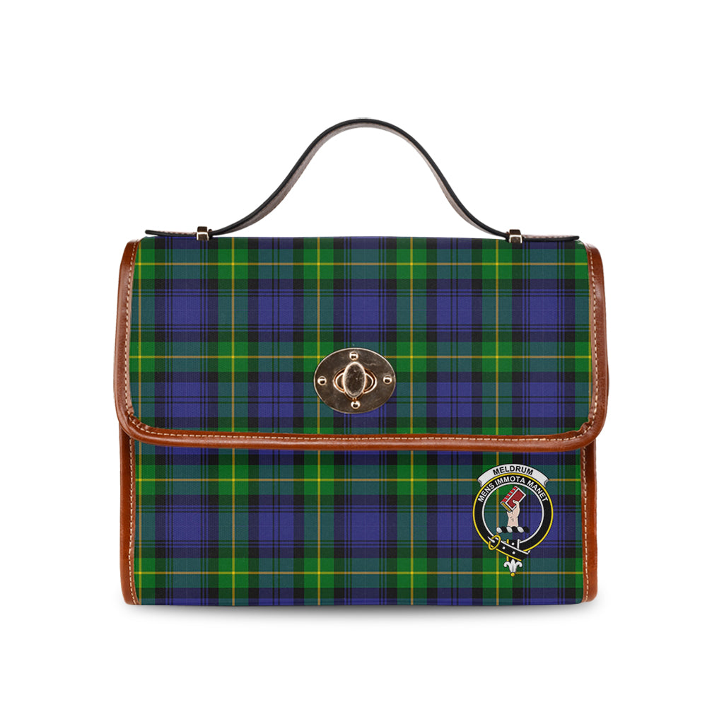 meldrum-tartan-leather-strap-waterproof-canvas-bag-with-family-crest