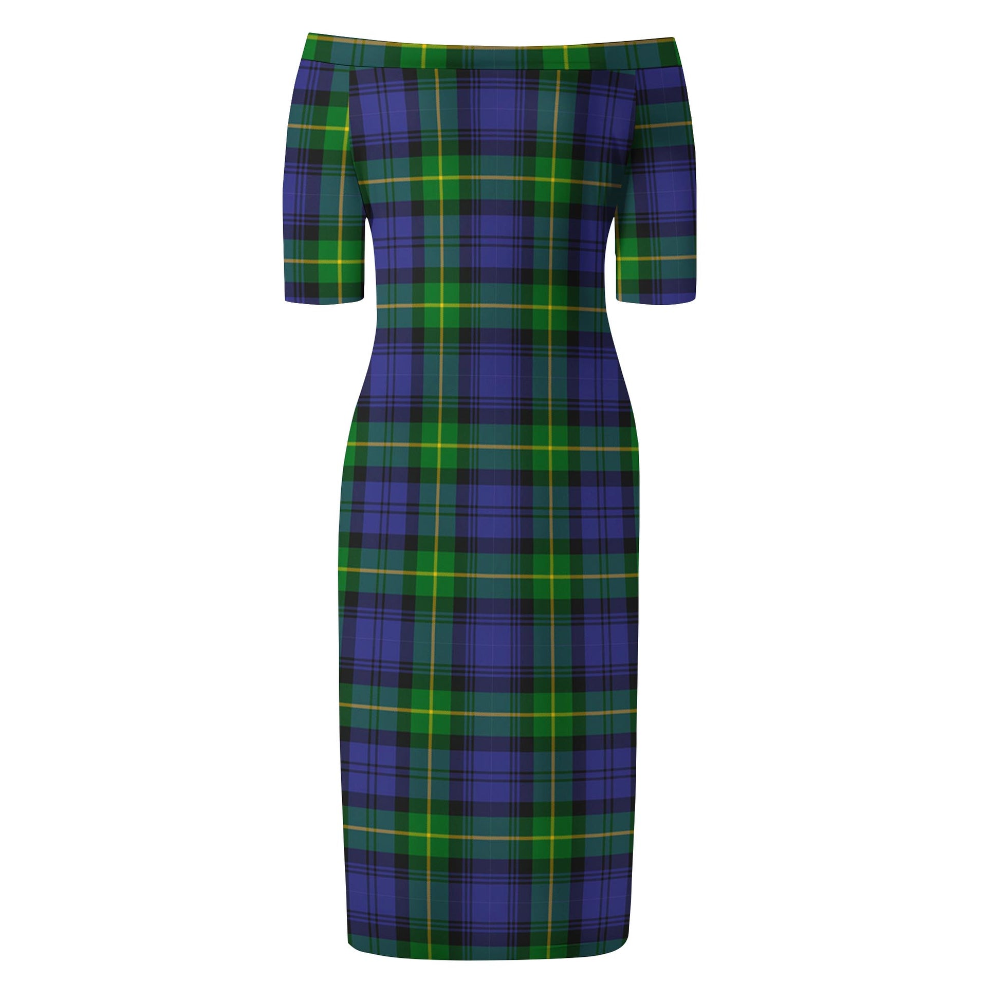 Meldrum Tartan Off Shoulder Lady Dress - Tartan Vibes Clothing
