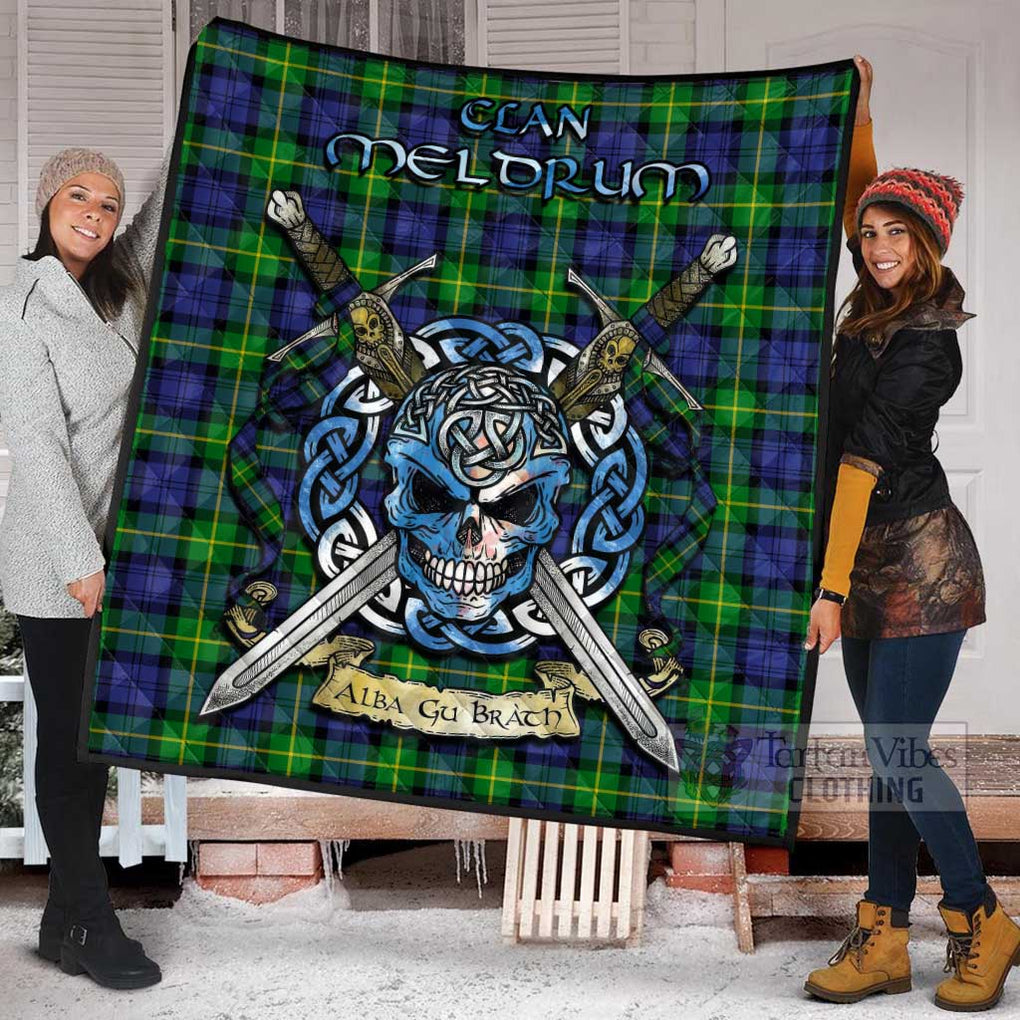 Meldrum Tartan Quilt with Celtic Skull Alba Gu Brath Style - Tartan Vibes Clothing