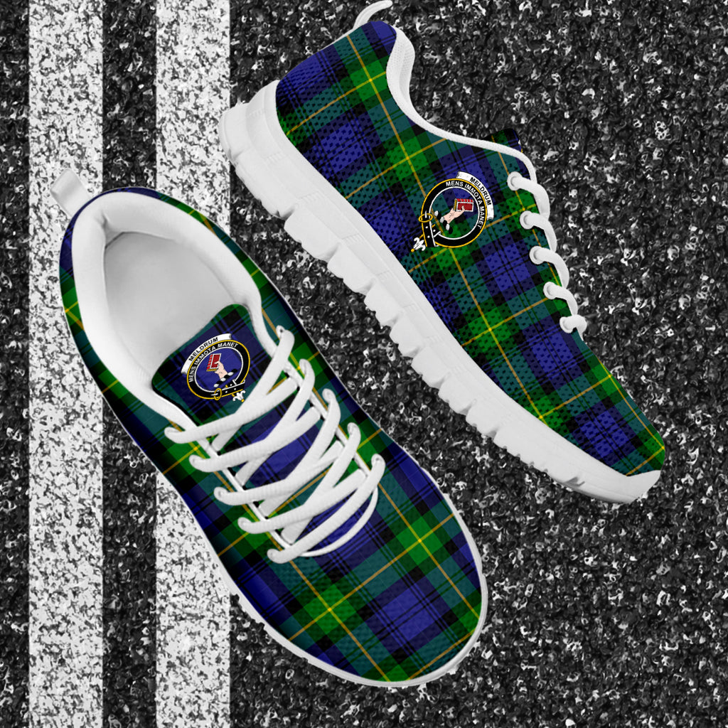 Meldrum Tartan Sneakers with Family Crest - Tartan Vibes Clothing