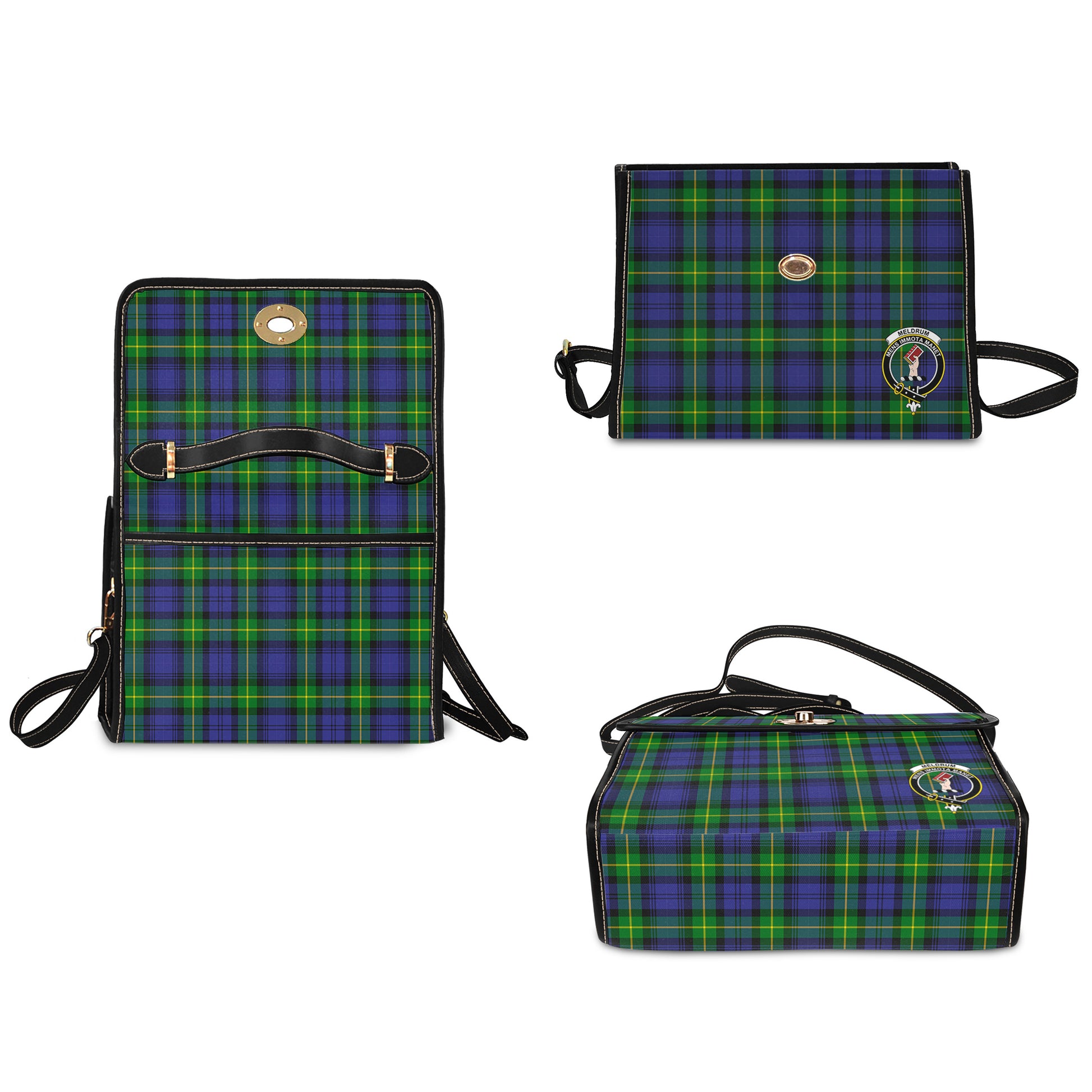 meldrum-tartan-leather-strap-waterproof-canvas-bag-with-family-crest