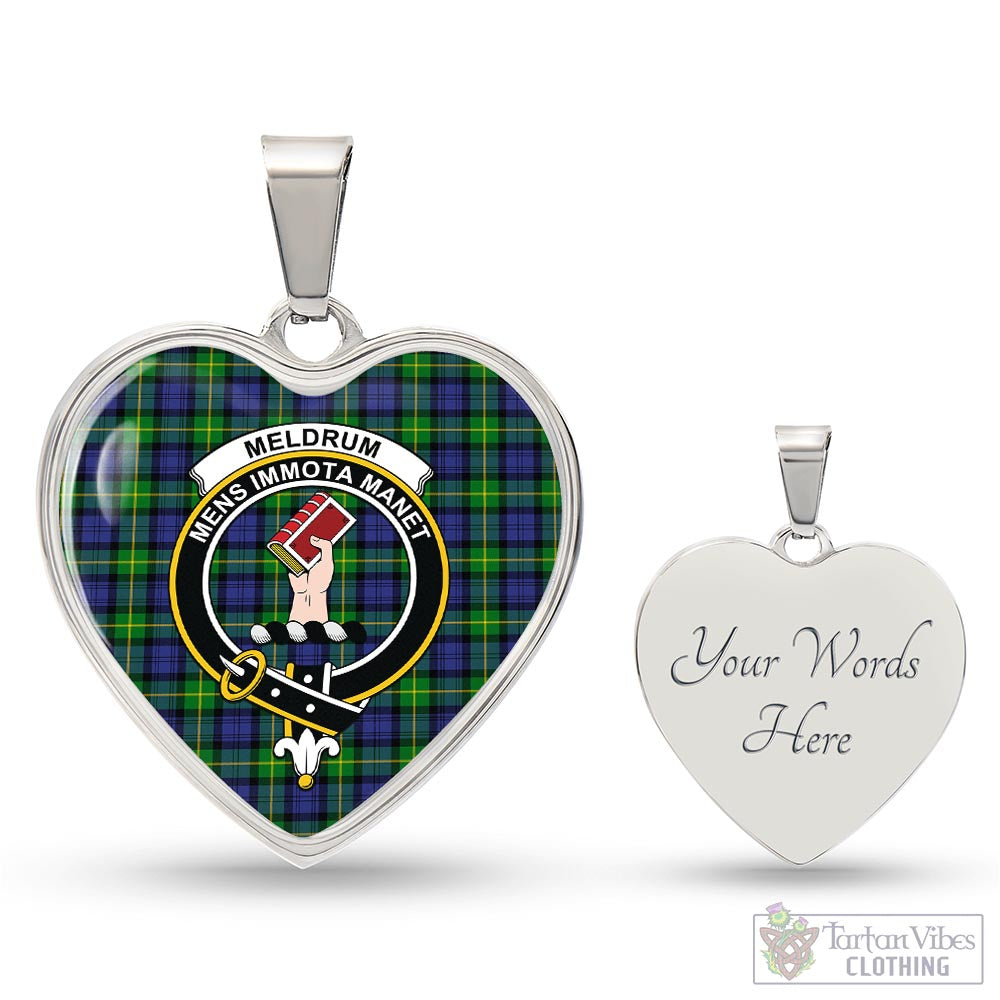 Meldrum Tartan Heart Necklace with Family Crest Luxury Necklace (Silver) Yes - Tartan Vibes Clothing