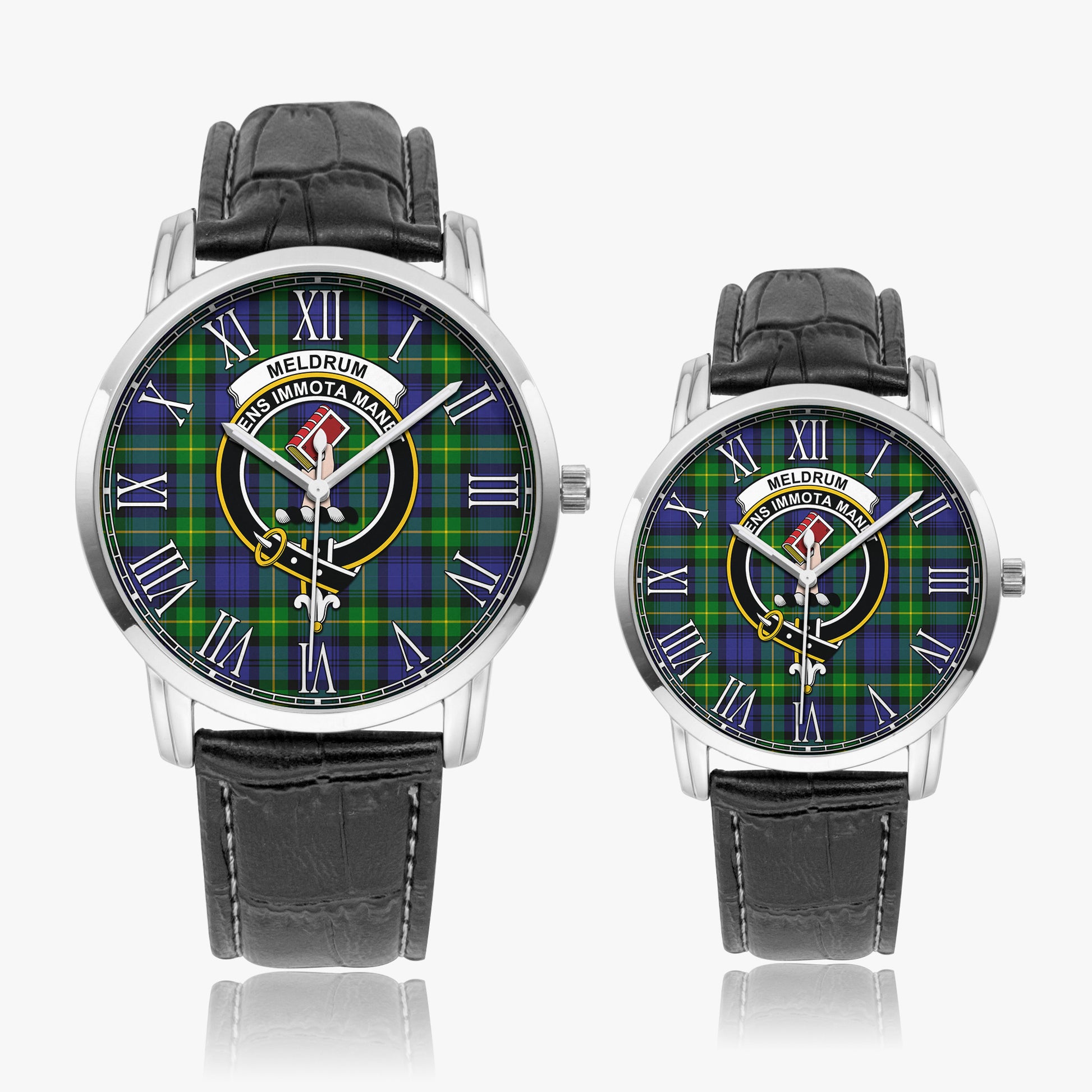 Meldrum Tartan Family Crest Leather Strap Quartz Watch - Tartan Vibes Clothing