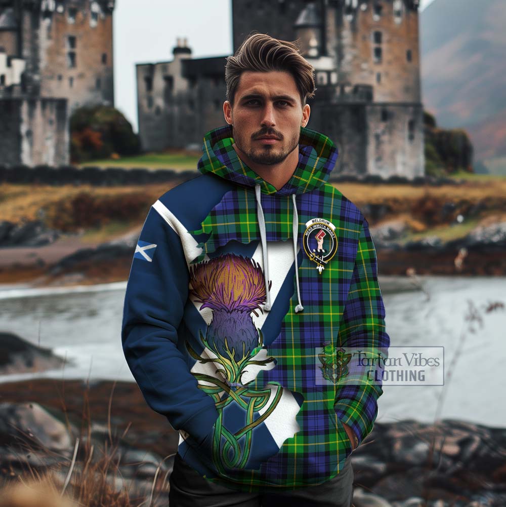 Meldrum Tartan Family Crest Cotton Hoodie Scottish Thistle Celtic Inspired - Tartan Vibes Clothing
