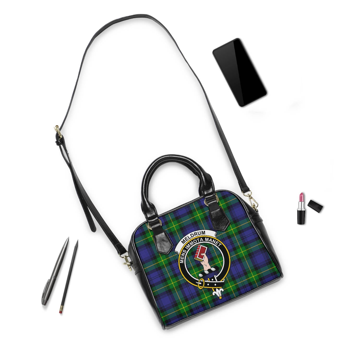 Meldrum Tartan Shoulder Handbags with Family Crest - Tartan Vibes Clothing
