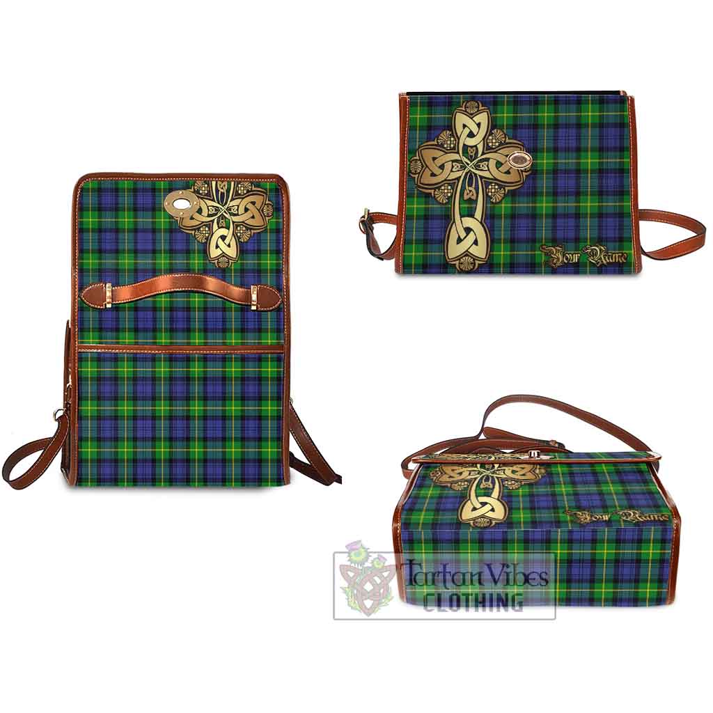 Tartan Vibes Clothing Meldrum Tartan Waterproof Canvas Bag Golden Thistle Celtic Cross Style