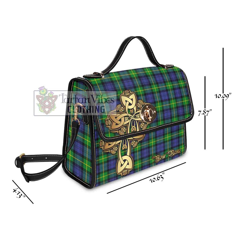 Tartan Vibes Clothing Meldrum Tartan Waterproof Canvas Bag Golden Thistle Celtic Cross Style