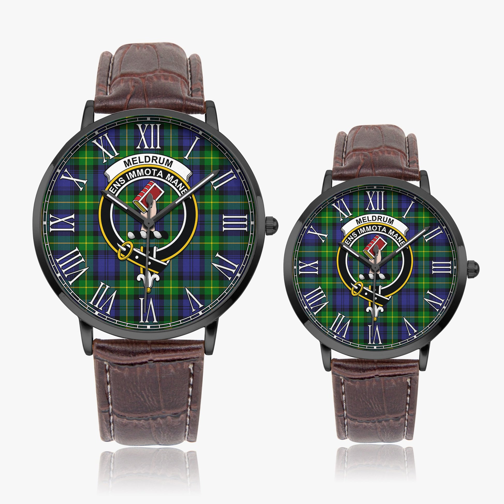 Meldrum Tartan Family Crest Leather Strap Quartz Watch - Tartan Vibes Clothing