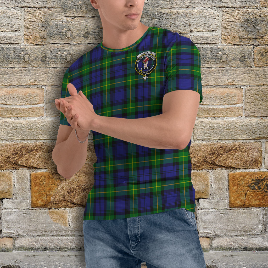 Meldrum Tartan T-Shirt with Family Crest - Tartan Vibes Clothing
