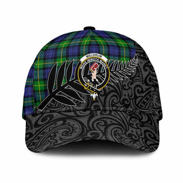 Meldrum Crest Tartan Classic Cap with New Zealand Silver Fern Half Style