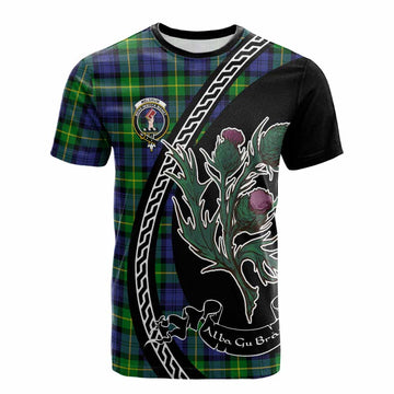 Meldrum Family Crest Tartan Cotton T-shirt Alba Thistle Inspired - Tartan Vibes Clothing