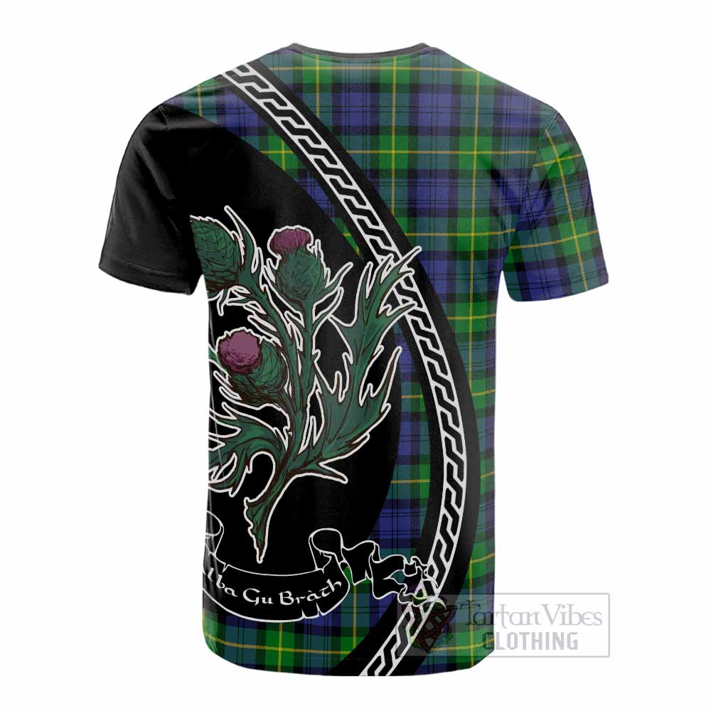 Meldrum Family Crest Tartan Cotton T-shirt Alba Thistle Inspired - Tartan Vibes Clothing